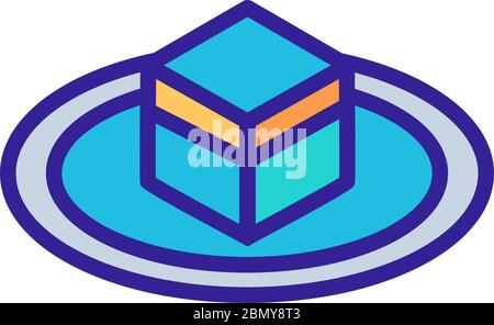 fenced cubic stone kaaba icon vector outline illustration Stock Vector