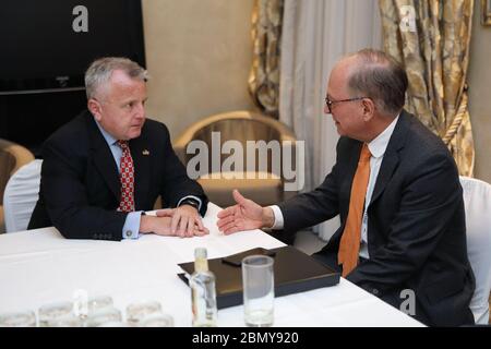 Deputy Secretary Sullivan Meets With Wolfgang Ischinger Chairman of the Munich Security Conference Deputy Secretary of State John Sullivan meets with Wolfgang Ischinger, Chairman of the Munich Security Conference in Munich, Germany on February 16, 2018. Stock Photo