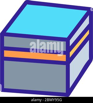 top view of cubic stone icon vector outline illustration Stock Vector