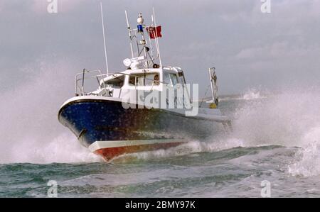 Hampshire Constabulary Marine Unit - police launch on patrol in the Solent, Hampshire, England, UK Stock Photo