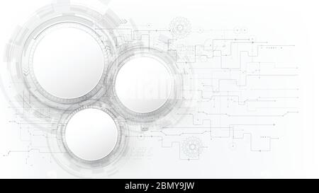 Futuristic and technology grey with a white abstract background, Circle HUD head-up display interface for communication and innovation cyber concept, Stock Vector