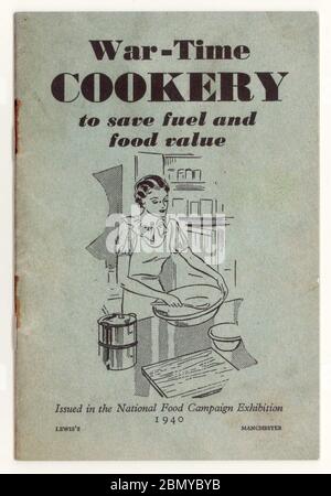 WW2 era war-time cookery booklet dated 1940, Issued in the National Food Campaign Exhibition, U.K Stock Photo