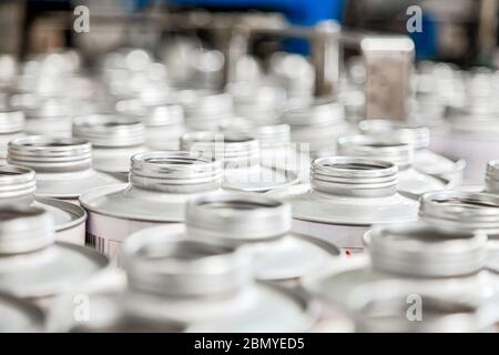 Johannesburg, South Africa - October 19, 2012: Inside interior of a glue and adhesives assembly line in a factory Stock Photo