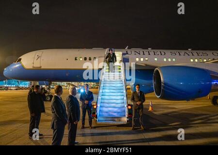 Secretary Pompeo Arrives in Buenos Aires U.S. Secretary of State Michael R. Pompeo arrives in Buenos Aires, Argentina on July 18, 2019. Stock Photo