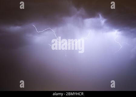Lightning bolt and stormy sky Stock Photo