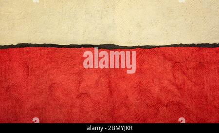 red, black and beige - abstract landscape created with colorful sheets of handmade textured paper Stock Photo