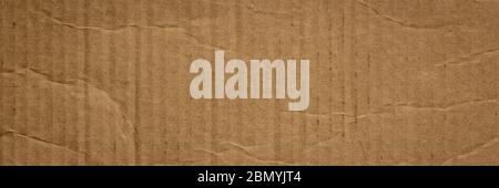 rectangular piece of corrugated brown cardboard, long web banner Stock Photo