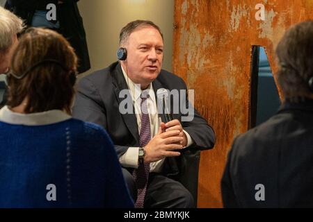 Secretary Pompeo visits the  Zeitgeschichtliches Forum Museum Secretary Pompeo participates in a moderated discussion with 1989 Demonstrators at the Zeitgeschichtliches Forum Museum, in Leipzig, Germany on November 7, 2019. Stock Photo