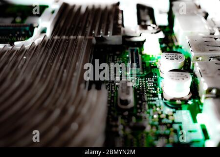 Painted Circuit Board and Heat Sink Stock Photo