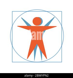 Vitruvian Man by Leonardo Da Vinci, abstraction Stock Vector