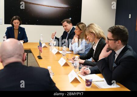 Secretary Pompeo Participates in Panel Discussion in Kyiv U.S. Secretary of State Michael R. Pompeo participates in a Civil Society/ Business Community Panel in Kyiv, Ukraine, on January 31, 2020. Stock Photo