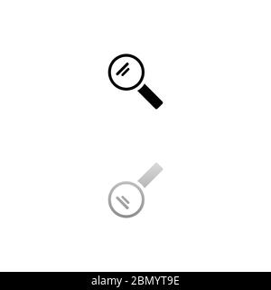 Magnifying glass. Black symbol on white background. Simple illustration. Flat Vector Icon. Mirror Reflection Shadow. Can be used in logo, web, mobile Stock Vector
