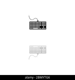 Keyboard. Black symbol on white background. Simple illustration. Flat Vector Icon. Mirror Reflection Shadow. Can be used in logo, web, mobile and UI U Stock Vector