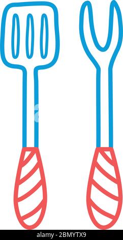 Fork and spatula line and fill style icon vector design Stock Vector
