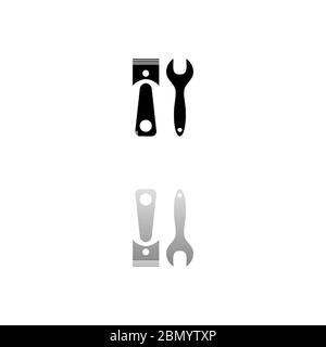 Car service. Black symbol on white background. Simple illustration. Flat Vector Icon. Mirror Reflection Shadow. Can be used in logo, web, mobile and U Stock Vector
