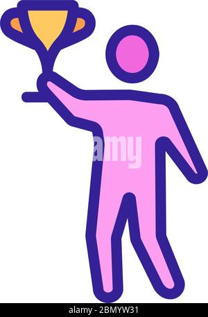 man holding cup icon vector outline illustration Stock Vector