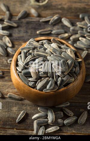 Raw Organic Sunflower Seedsd in a Bowl Ready to Eat Stock Photo