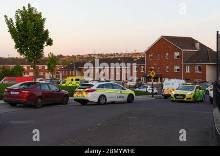 Cork, Ireland. 11th May, 2020. Stabbing in Glenfields Ballyvolane, Cork City. PLEASE DO NOT ATTACH MY NAME IF PUBLISHED Garda and Ambulance at the scene of a supposed stabbing in the Ballyvolane area. Witnesses are saying one girl was injured and is on the way to hospital while her attacker ran from the scene. Credit: Alamy Live News Stock Photo