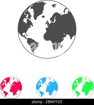 Globe world icon flat. Color pictogram on white background. Vector illustration symbol and bonus icons Stock Vector