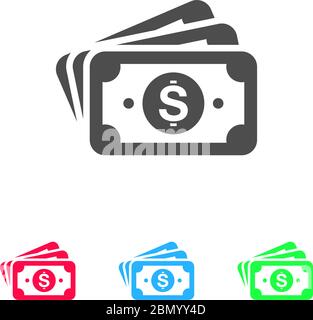 Money cash icon flat. Color pictogram on white background. Vector illustration symbol and bonus icons Stock Vector