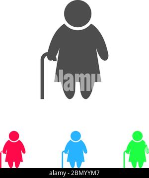 Elder lady icon flat. Color pictogram on white background. Vector illustration symbol and bonus icons Stock Vector
