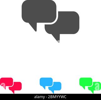 Chat with dialog clouds icon flat. Color pictogram on white background. Vector illustration symbol and bonus icons Stock Vector