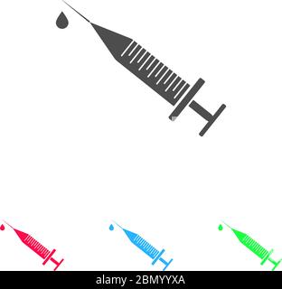 Syringe and drop icon flat. Color pictogram on white background. Vector illustration symbol and bonus icons Stock Vector