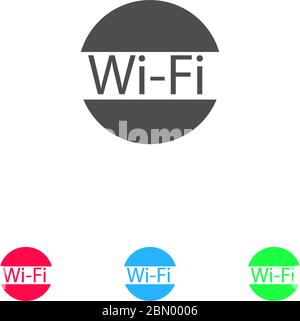 Wifi icon flat. Color pictogram on white background. Vector illustration symbol and bonus icons Stock Vector