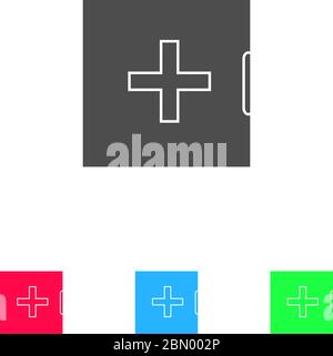Medicine chest icon flat. Color pictogram on white background. Vector illustration symbol and bonus icons Stock Vector