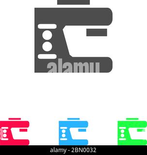 Sewing machine icon flat. Color pictogram on white background. Vector illustration symbol and bonus icons Stock Vector