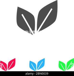 Leaf Pair icon flat. Color pictogram on white background. Vector illustration symbol and bonus icons Stock Vector