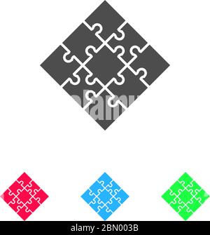Jigsaw icon flat. Color pictogram on white background. Vector illustration symbol and bonus icons Stock Vector