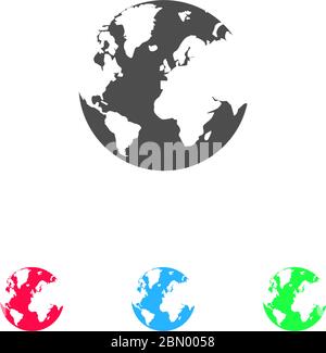 World Globe icon flat. Color pictogram on white background. Vector illustration symbol and bonus icons Stock Vector
