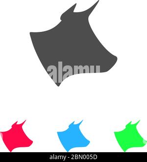 Cow, bull head icon flat. Color pictogram on white background. Vector illustration symbol and bonus icons Stock Vector