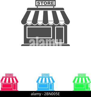 Store icon flat. Color pictogram on white background. Vector illustration symbol and bonus icons Stock Vector