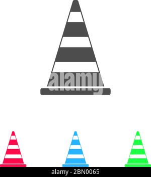 Traffic cone icon flat. Color pictogram on white background. Vector illustration symbol and bonus icons Stock Vector