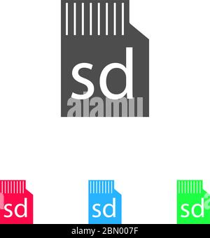Micro sd card icon flat. Color pictogram on white background. Vector illustration symbol and bonus icons Stock Vector
