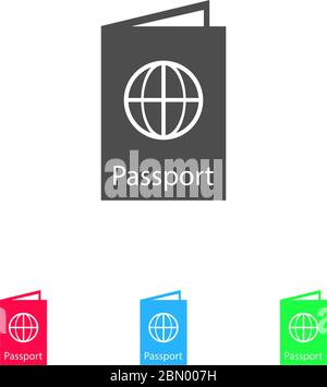 Passport icon flat. Color pictogram on white background. Vector illustration symbol and bonus icons Stock Vector