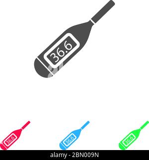 Medical thermometer icon flat. Color pictogram on white background. Vector illustration symbol and bonus icons Stock Vector