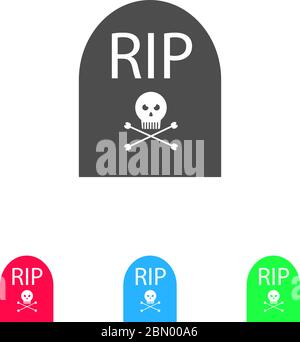 Grave RIP icon flat. Color pictogram on white background. Vector illustration symbol and bonus icons Stock Vector