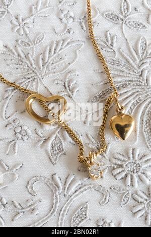 Vintage feminine gold necklace, USA Stock Photo