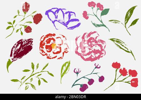 A set of spring elements drawn by hand.  Stock Vector