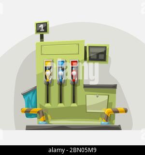 cartoon gas station on white Stock Vector