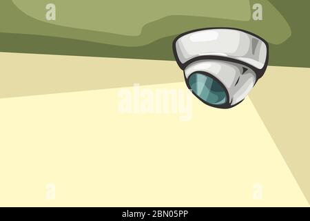 ceiling cartoon white security camera Stock Vector