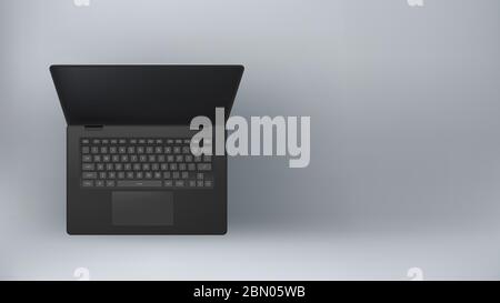 laptop black color on grey Stock Vector