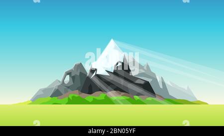 mountains with bright sunlight beams Stock Vector