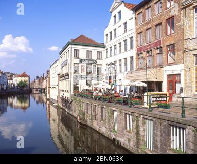 Bierhaus on River Leie, Ghent (Gent), East Flanders Province, Kingdom of Belgium Stock Photo