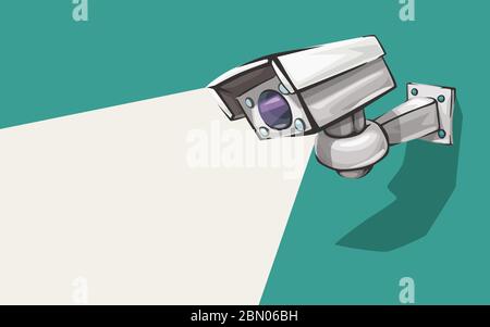 white security camera on green Stock Vector