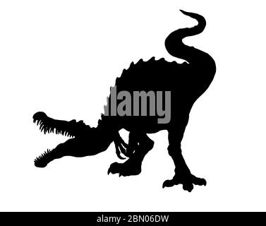 Carnivorous dinosaur - Baryonyx. Dino attack isolated drawing. Stock Photo