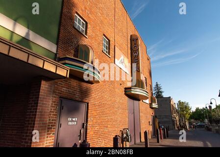 Historic Tower Theater alley in downtown Bend, Oregon Stock Photo